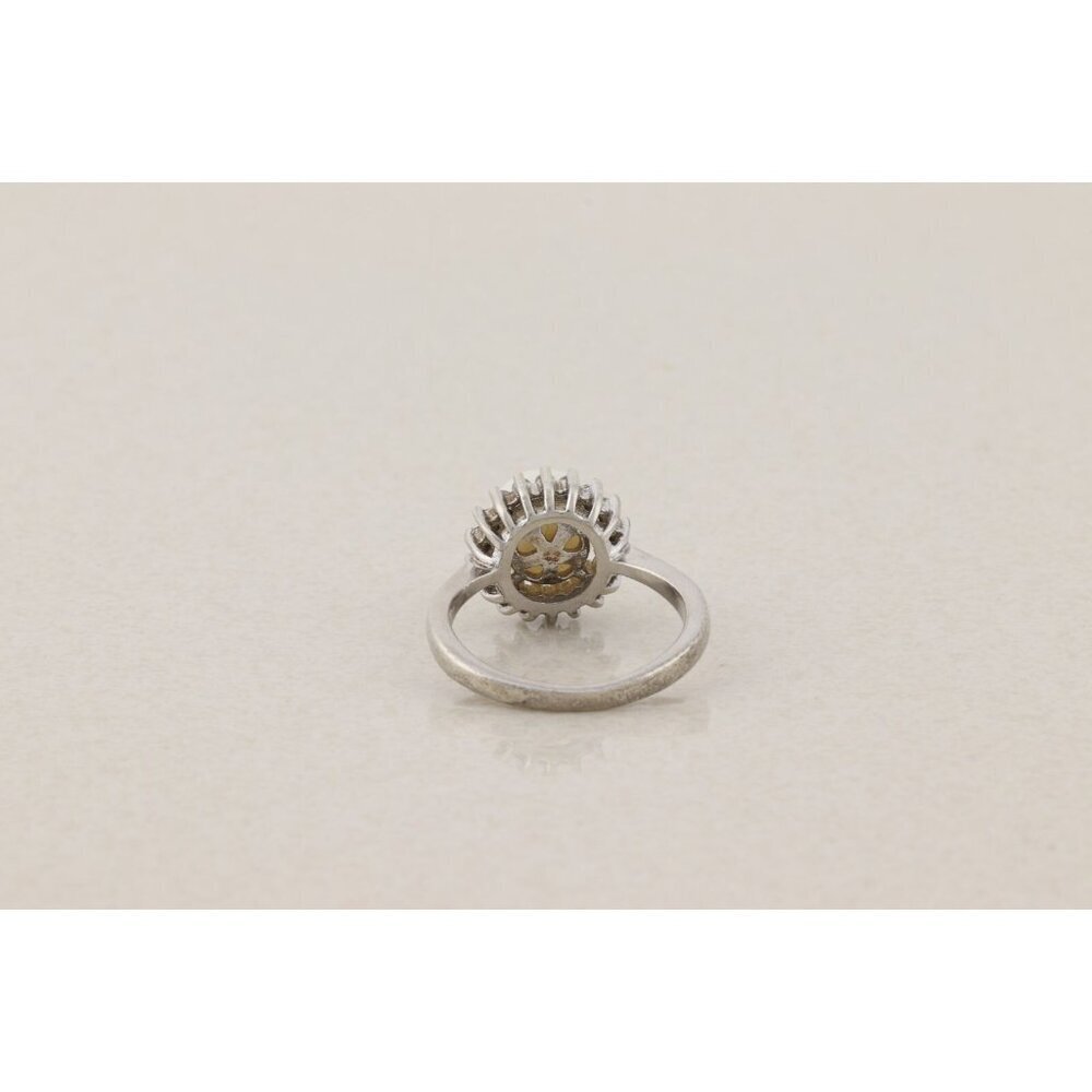Sterling Silver Freshwater Pearl and Cubic Zirconia Halo Ring Size 7 - Picture 7 of 8